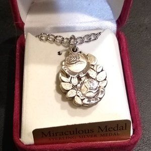 Roses Miraculous Medal Necklace